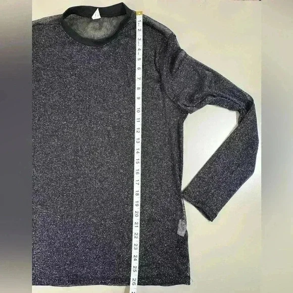 WhimsiGoth Mesh Longsleeve Sheer Shirt Women’s Medium Fairy Shimmer Black Y2K - Picture 5 of 11